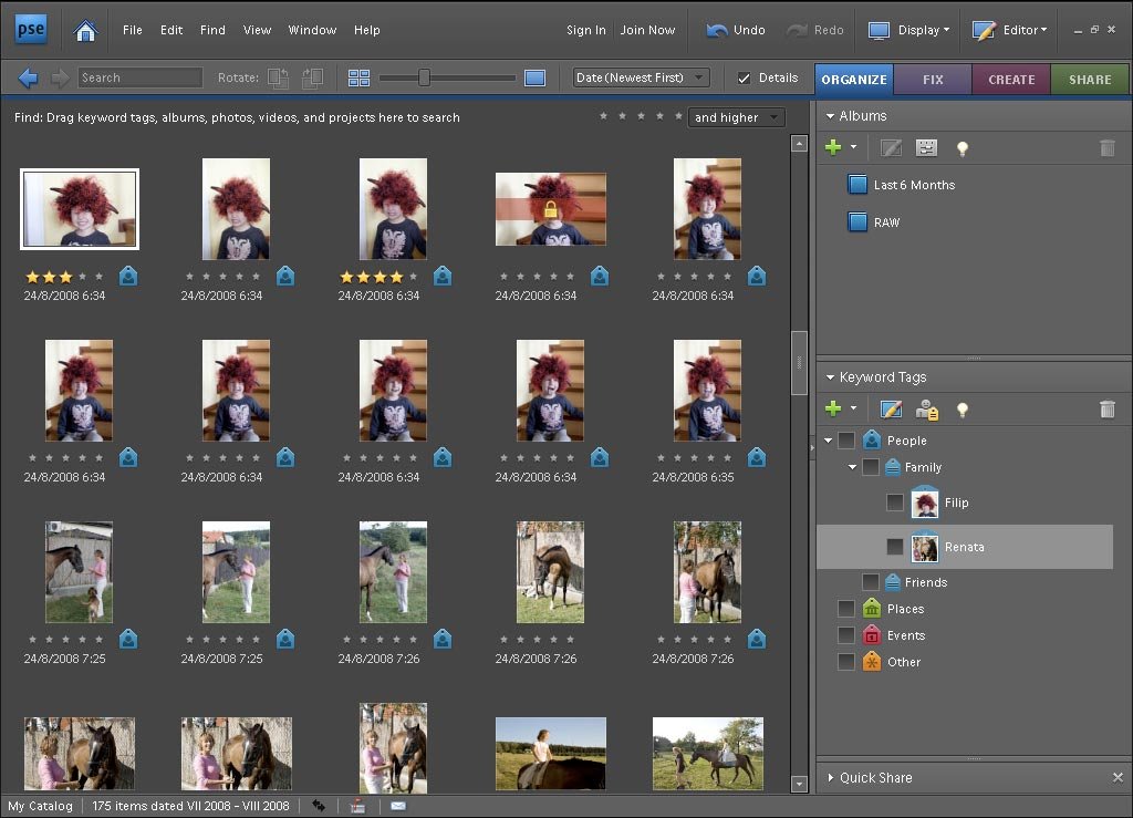 Oranizér umožňuje sandno a efektivně uspořádat fotky a videa pomoci kličových slov