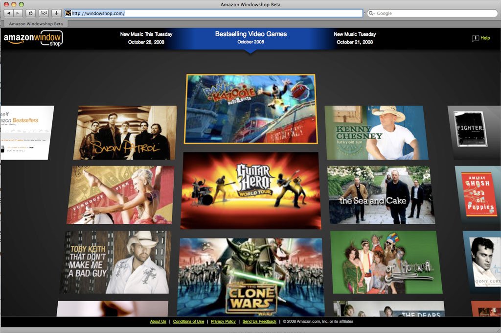 Screenshot nového obchodu Amazon Windowshop