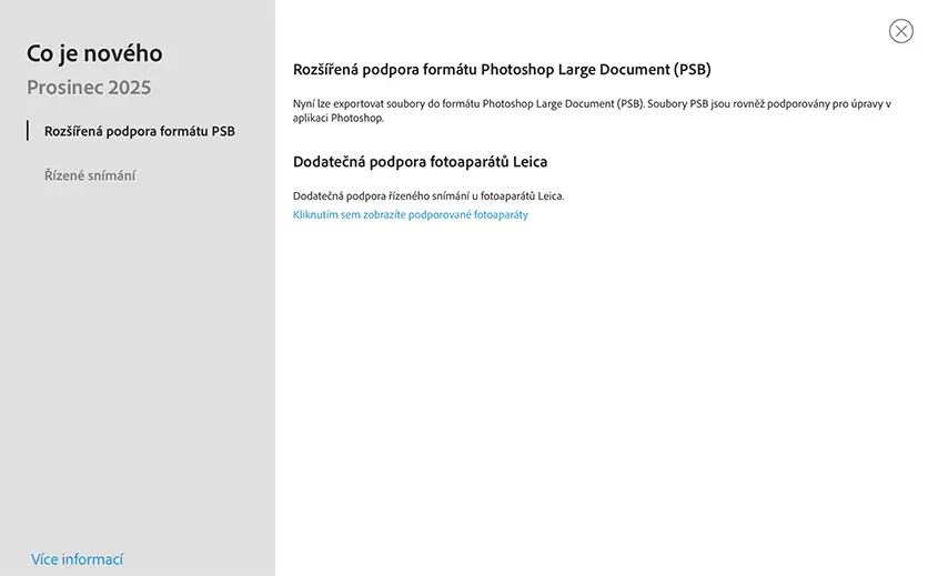 Lightroom classic novinky dec 2025