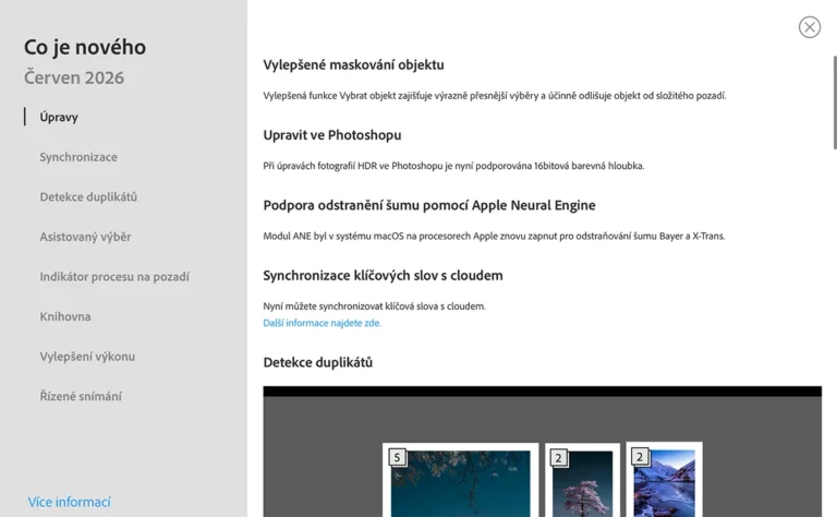 Lightroom classic 15.4 novinky